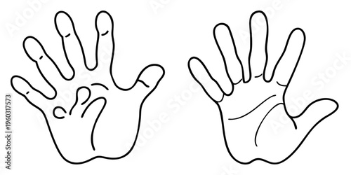 Line drawing of two hands with visible palm creases and details