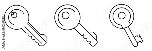 Three key outline drawings showing different types of simple lock mechanisms