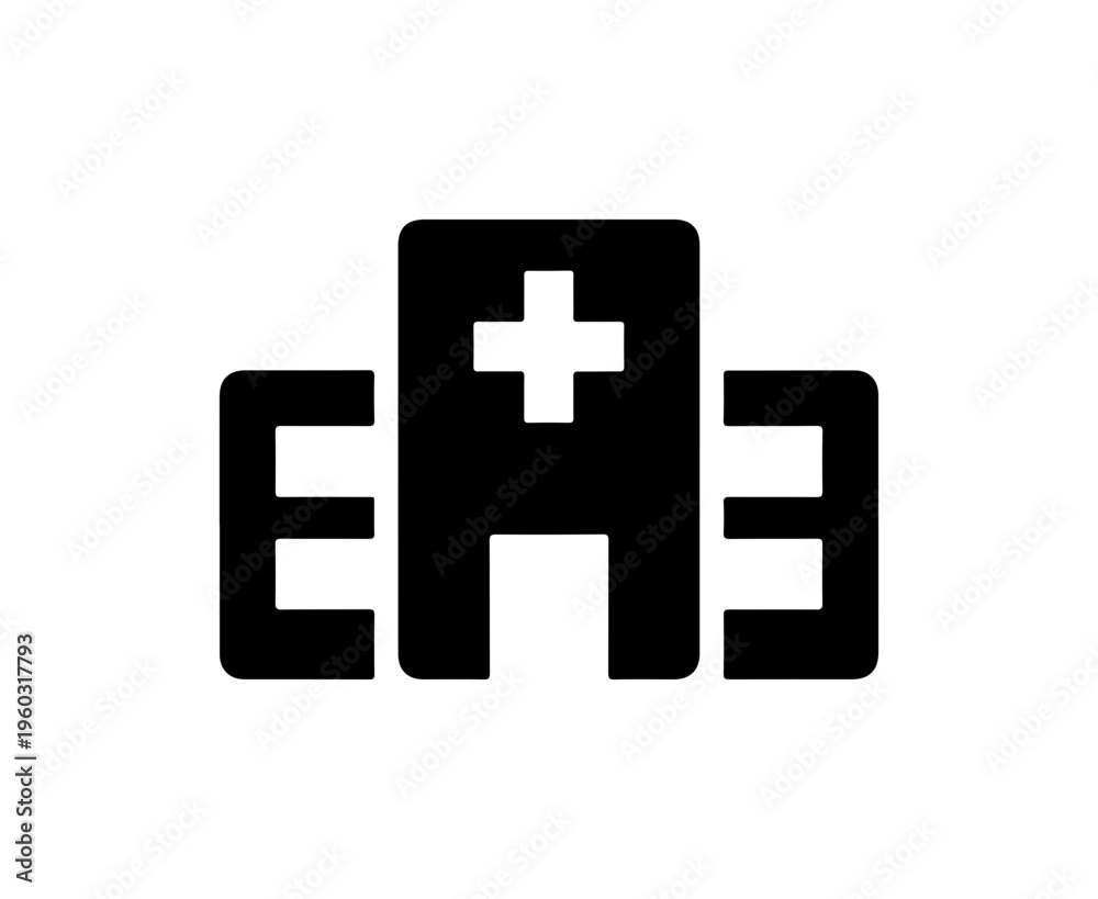 Fototapeta premium Medical Cross on Building Icon
