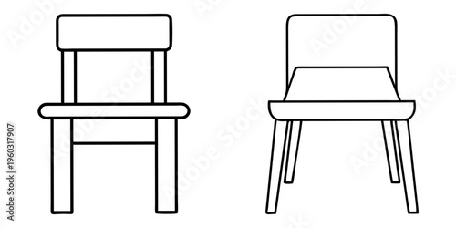Outline drawings of two different chairs with square seats and backrests