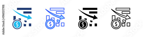 Market Crash Multi Style Icon Set Vector 