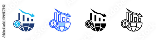 Economic Crisis Multi Style Icon Set Vector 