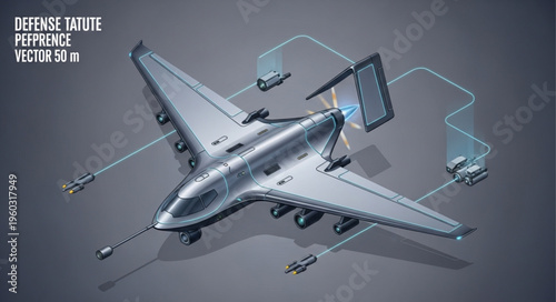 Futuristic Aircraft Design - A Detailed Isometric View of a Modern Transport System.