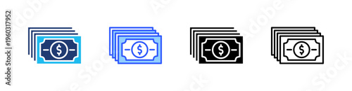 Money Multi Style Icon Set Vector 