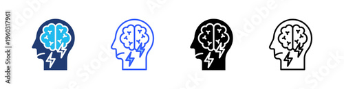 Depression Multi Style Icon Set Vector 