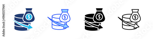 Deflation Multi Style Icon Set Vector 