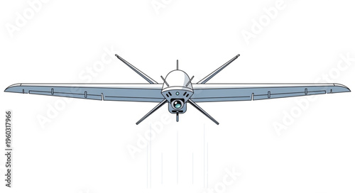 Aerial view of a modern unmanned aerial vehicle with long wingspan.