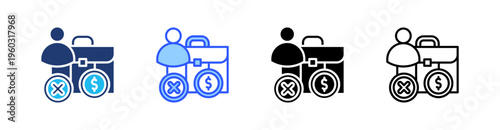 Unemployment Multi Style Icon Set Vector 