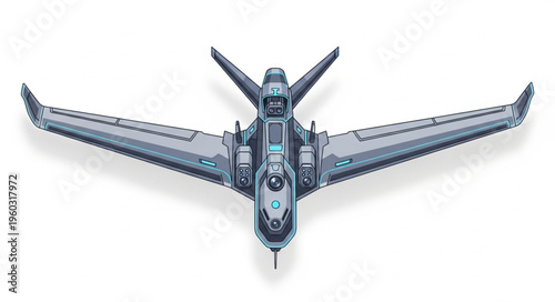 Futuristic aircraft design with extended wings and advanced technology concept.