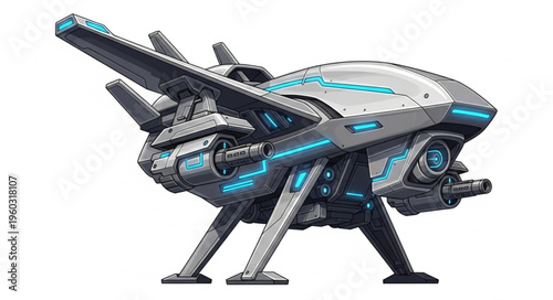Futuristic combat drone with advanced weaponry and sleek design, ready for aerial missions.