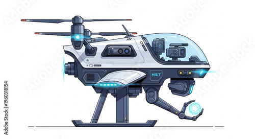 Futuristic drone design showcasing advanced technology and aerial capabilities for surveillance and delivery.