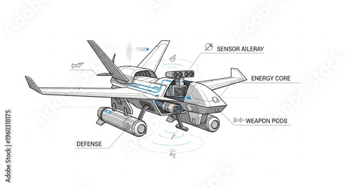 Futuristic aircraft design with advanced technology and aerodynamic features for high-speed travel.