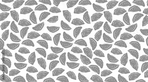 Dumpling Seamless Pattern Design. Momo Food Repeating Illustration. Hand Drawn Asian Dumpling Style. Traditional Street Food Theme