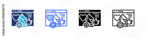 Social Media Strategy Multi Style Icon Set Vector 