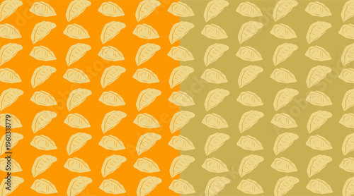 Dumpling Seamless Pattern Design. Momo Food Repeating Illustration. Hand Drawn Asian Dumpling Style. Traditional Street Food Theme