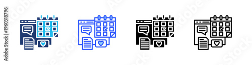 Content Calendar Multi Style Icon Set Vector 