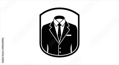 Elegant Black Suit and Tie Icon for Professional Attire.