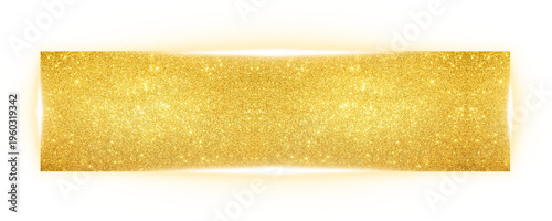 Bilde på lerret Luxury golden glitter rectangle button with glowing edges on white