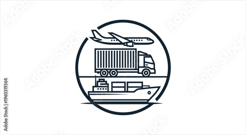 Global Logistics and Transportation Network Icon.