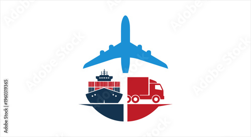Global Logistics and Transportation Network with Air, Sea, and Land Freight.