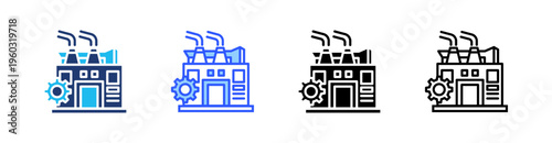 Industry Multi Style Icon Set Vector 