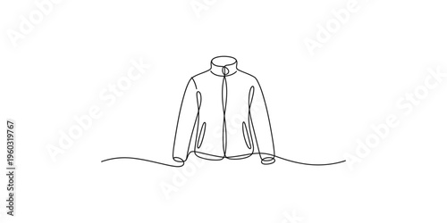 Continuous line drawing of a hooded jacket without a head or arms single sweatshirt clothing
