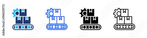 Manufacturing Multi Style Icon Set Vector 