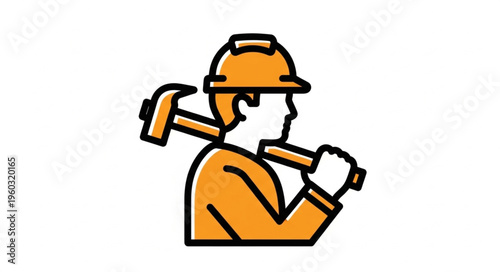 Construction worker with hammer ready to start the building process for a new project.