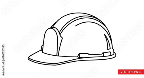 Safety helmet illustration - A detailed outline of a construction hard hat, ready for work.