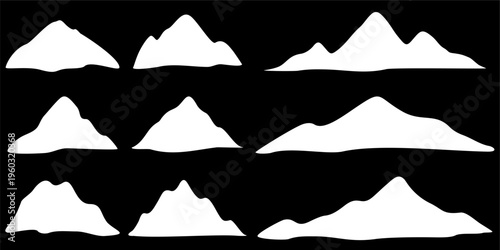 Set of mountain silhouette patterns to complete your background needs, vector