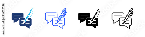 Write Comment Multi Style Icon Set Vector 