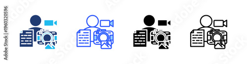 Content Creator Multi Style Icon Set Vector 