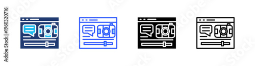 Live Streaming Multi Style Icon Set Vector 