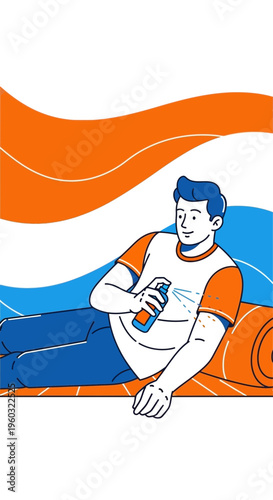 Man Applying Insect Repellent Spray Outdoors to Protect Skin From Bites