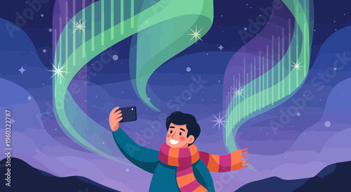 Man Captures Stunning Aurora Borealis Sky While Taking A Selfie