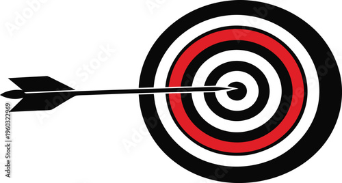 Dart hitting the center of a target symbolizing success accuracy and business goals