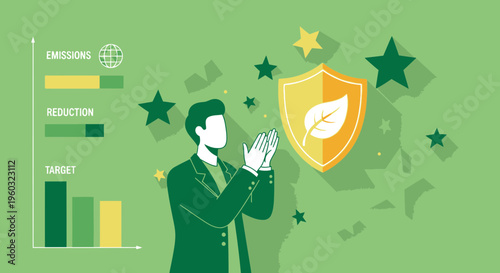 Man Clapping Excitedly At Success In Environmental Protection And Sustainability Goals