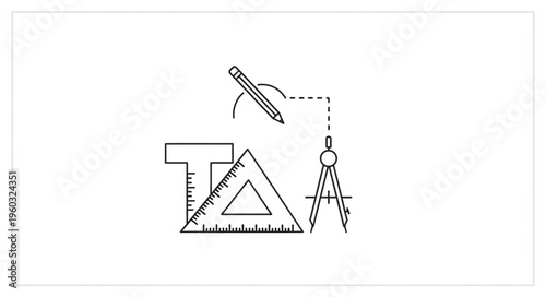 Geometric tools illustration, perfect for design and architectural concepts, drawing instruments.