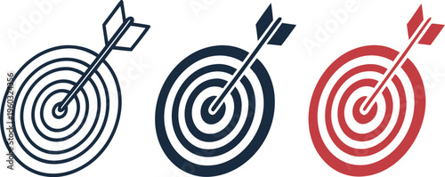 Target with arrows and darts hitting the bullseye on a white background representing success goal achievement and accuracy