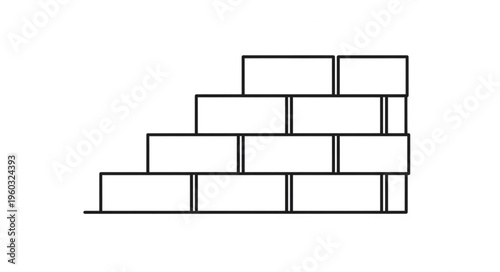 Brick wall construction with a stepped pattern, showcasing architectural design and building materials.