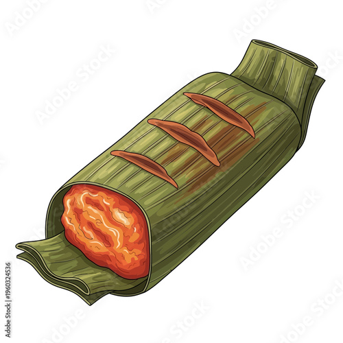Traditional Indonesian Lemper Food Wrapped in Banana Leaf