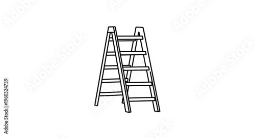A detailed illustration of a wooden step ladder, perfect for climbing and reaching heights.