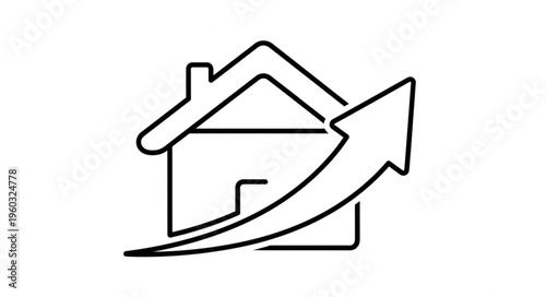 House with upward arrow representing growth and real estate investment.