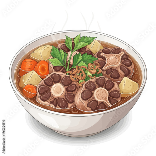 Hearty Oxtail Soup in Bowl