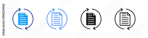 Data Processing Multiple Style Icon Set Vector 