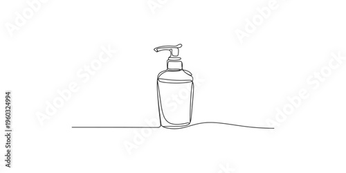 Continuous line drawing of a hand soap dispenser bottle on a white background one illustration