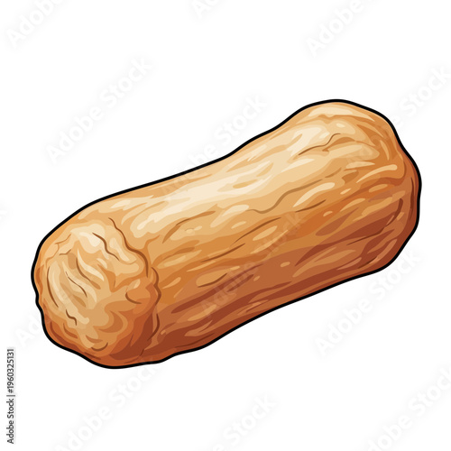 Single baked breadstick on white background