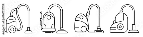 Set of vacuum cleaner outline vector isolated on white background