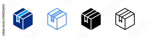 Box Multiple Style Icon Set Vector 