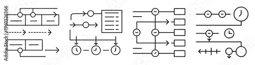 Conceptual diagram illustrating data flow, process dependencies, and temporal relationships in a system